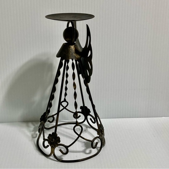 ANGEL Holiday Candle Metal Stand Holder Black Bronze finish 9.5 x 5.2 inches - Picture 6 of 13